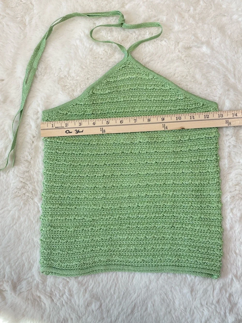 Mango Light Green Crochet Halter Tank - Picture 4 of 7
